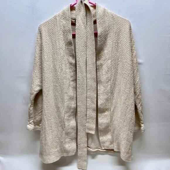 Massimo Dutti Open Front Cardigan Women's Medium Cream Beige Sweater Belted GUC - Picture 14 of 14